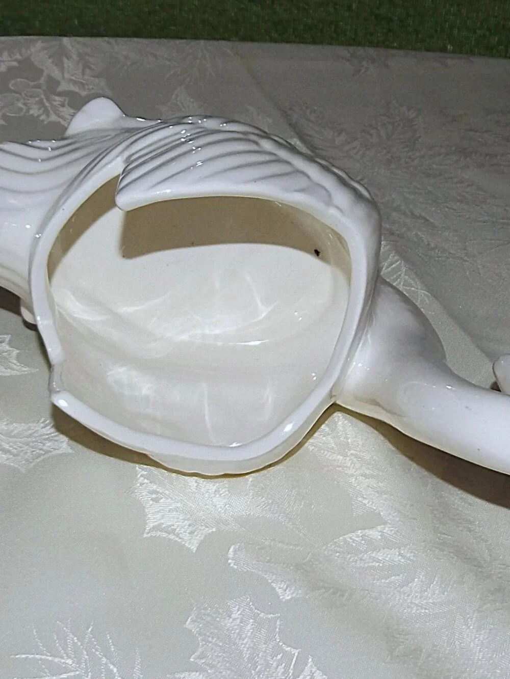 Vintage White Ceramic Glazed 6 ½” Swan Planter Bird Decor